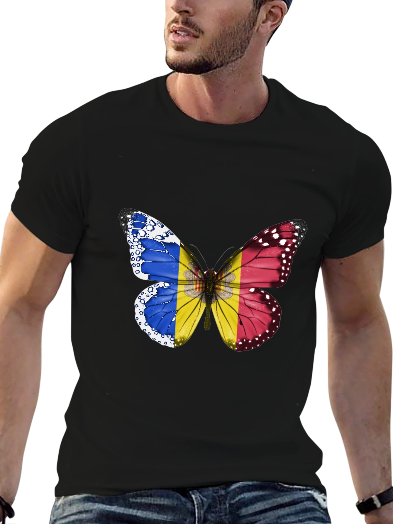 Butterfly Romania Flag Graphic T-Shirt
