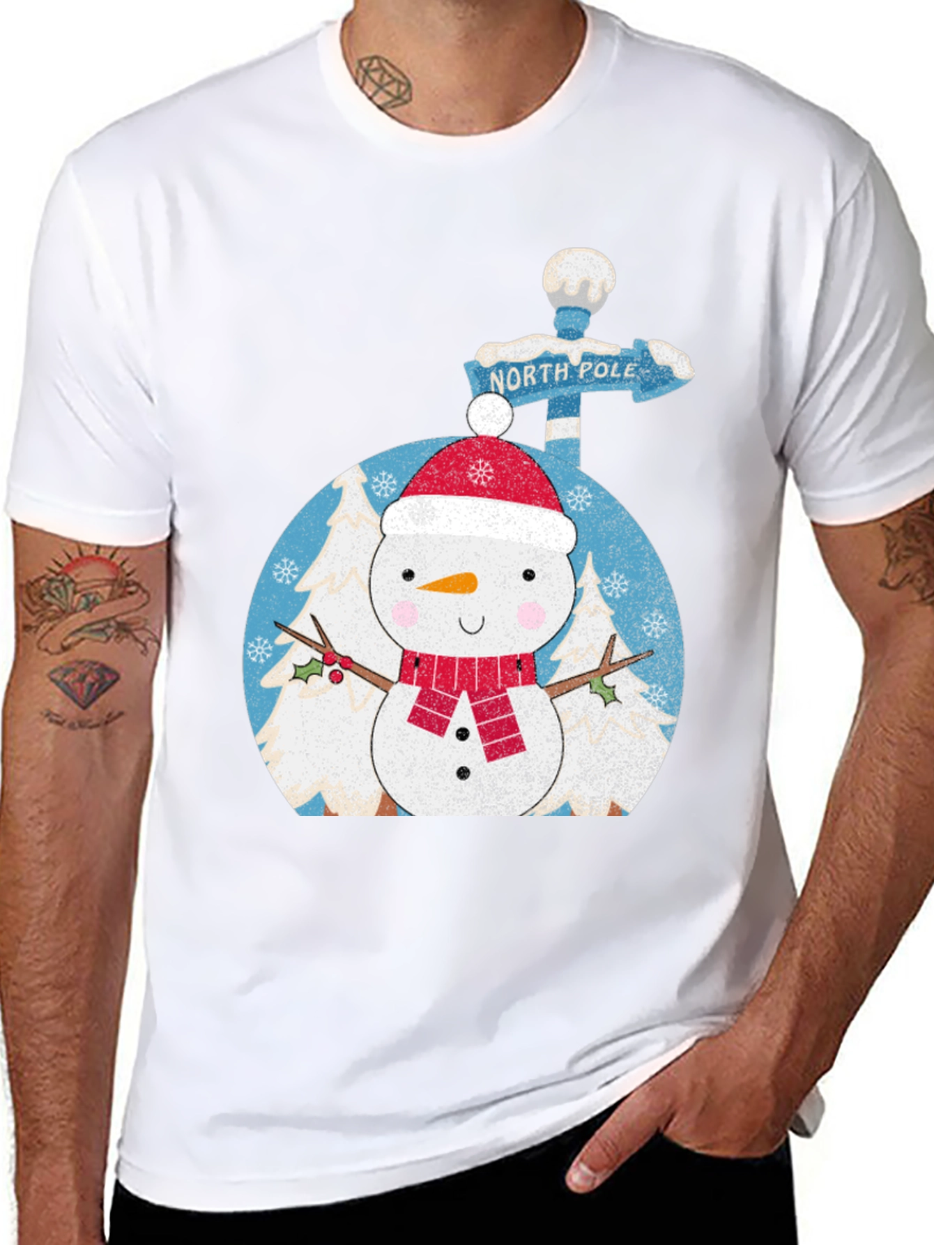 Snowman North Pole Black Tee