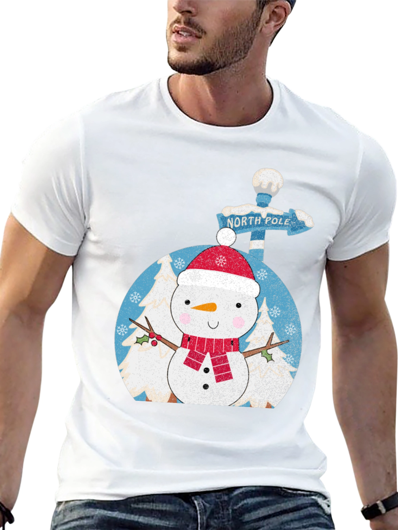 Snowman North Pole Black Tee