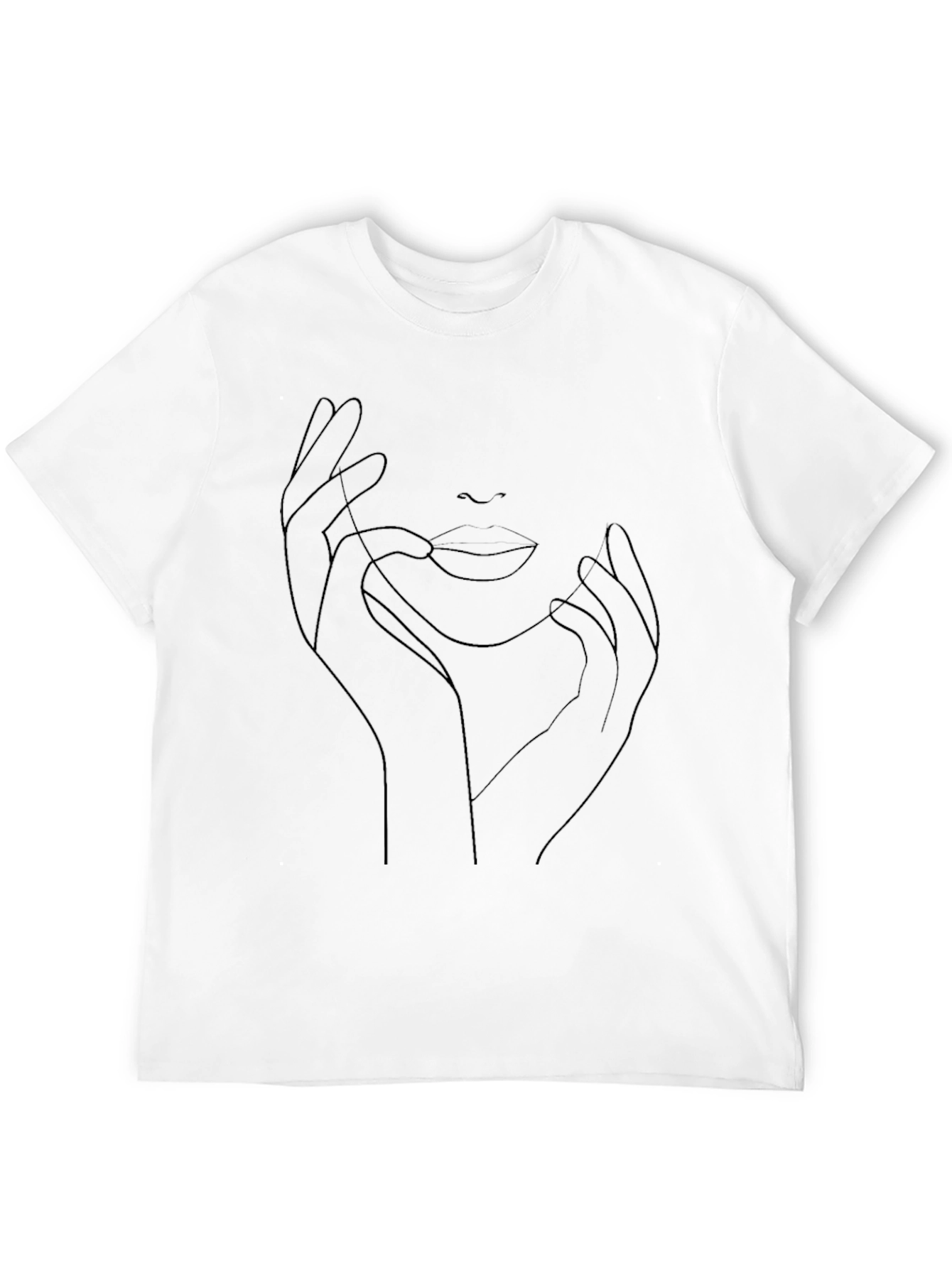 Abstract Face Line Art Black T-Shirt