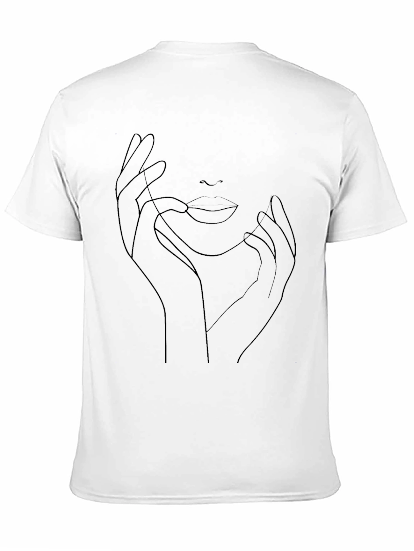 Abstract Face Line Art Black T-Shirt