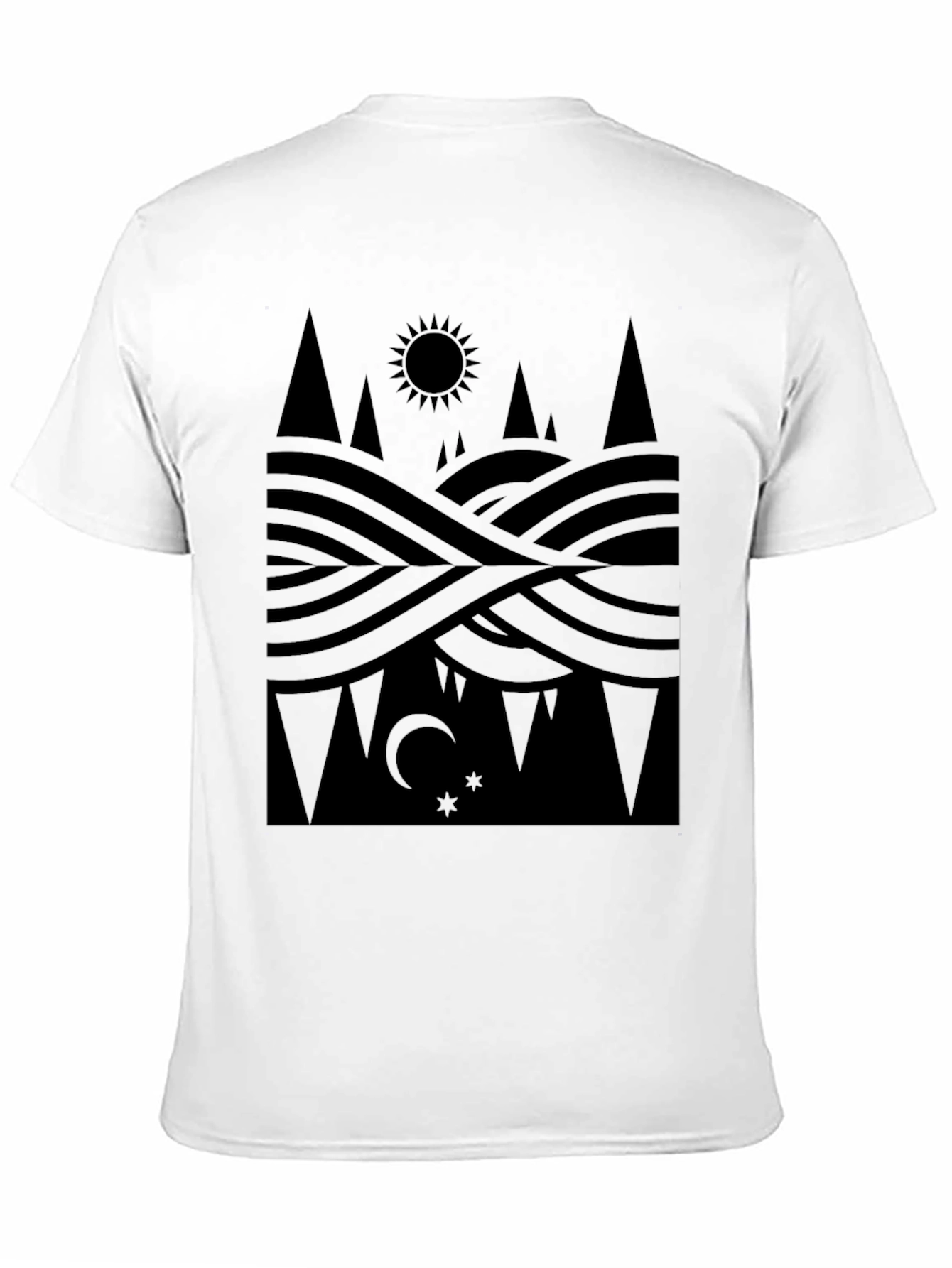 Geometric Nature Tee - Sun Moon and Landscape Shirt