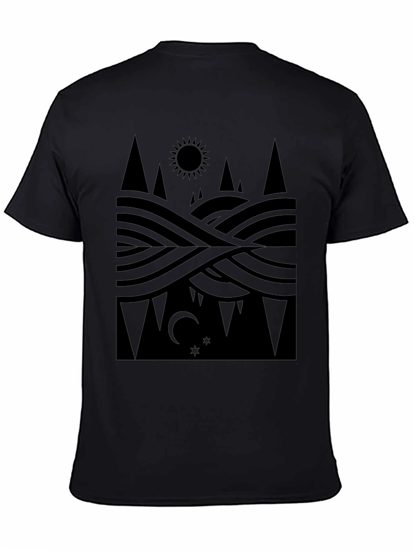 Geometric Nature Tee - Sun Moon and Landscape Shirt