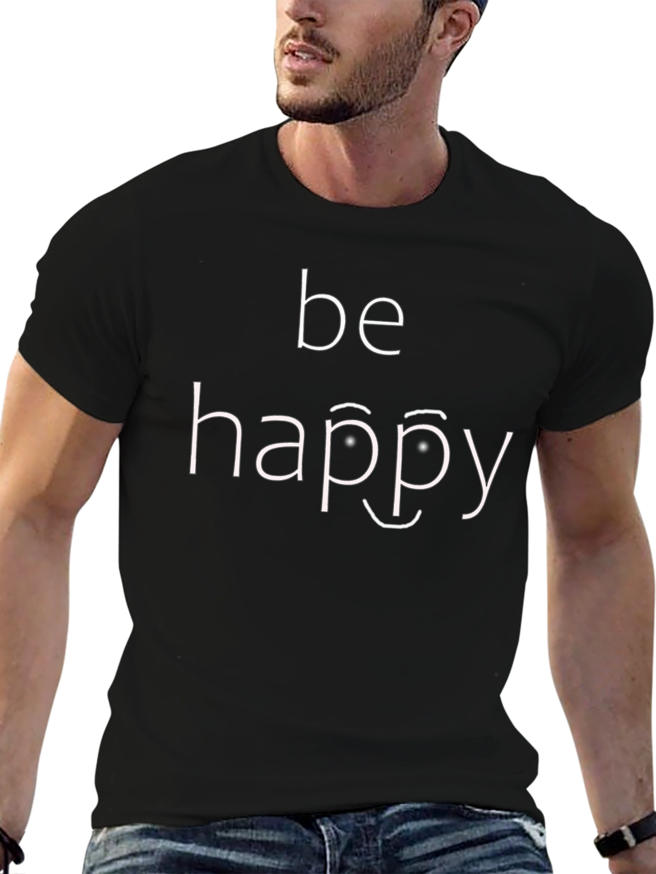 Be Happy Graphic Tee - Black