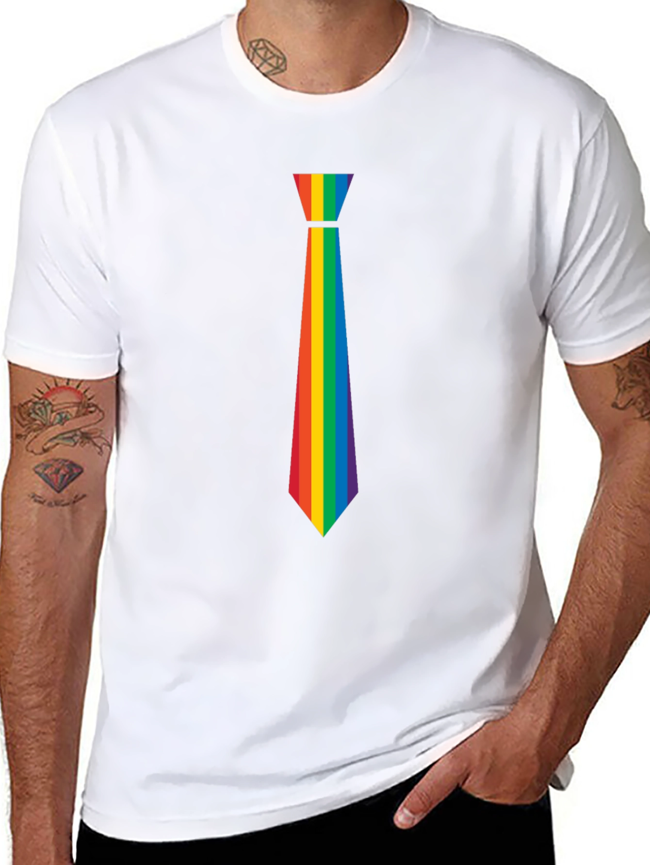 Rainbow Tie Graphic Tee - Pride Month Apparel