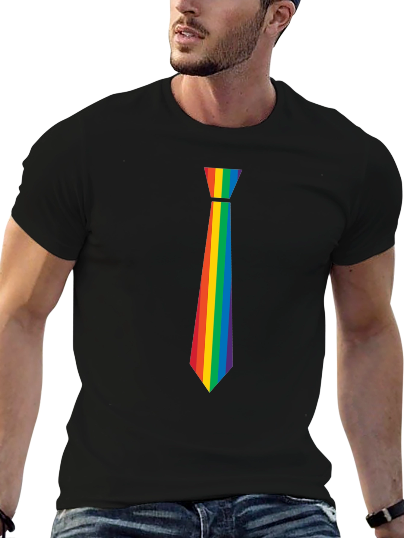 Rainbow Tie Graphic Tee - Pride Month Apparel