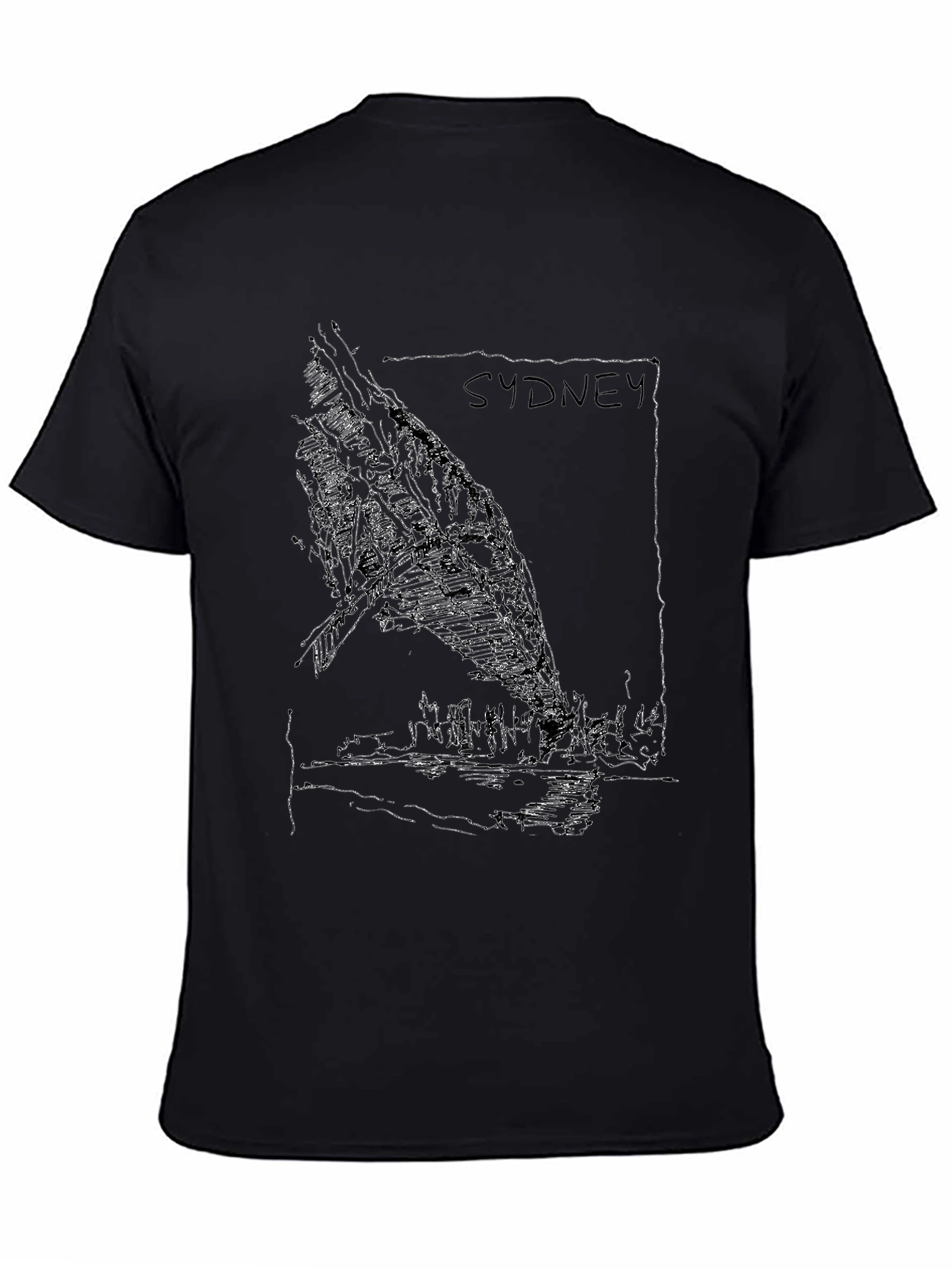 Sydney Skyline Graphic Tee - Black Cotton T-Shirt
