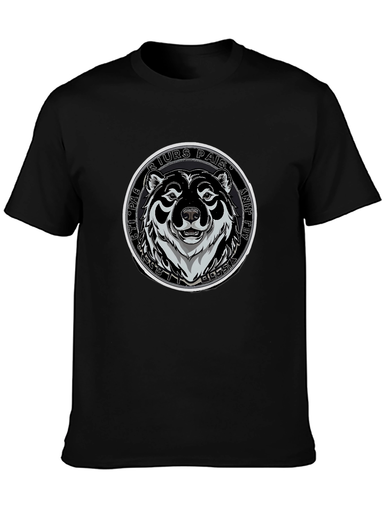 Bear Graphic Black T-Shirt - Mens Crew Neck