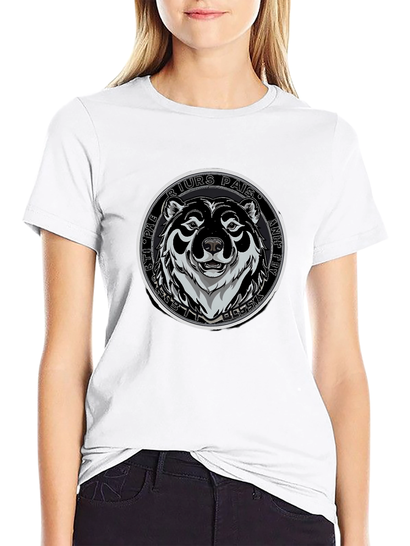 Bear Graphic Black T-Shirt - Mens Crew Neck