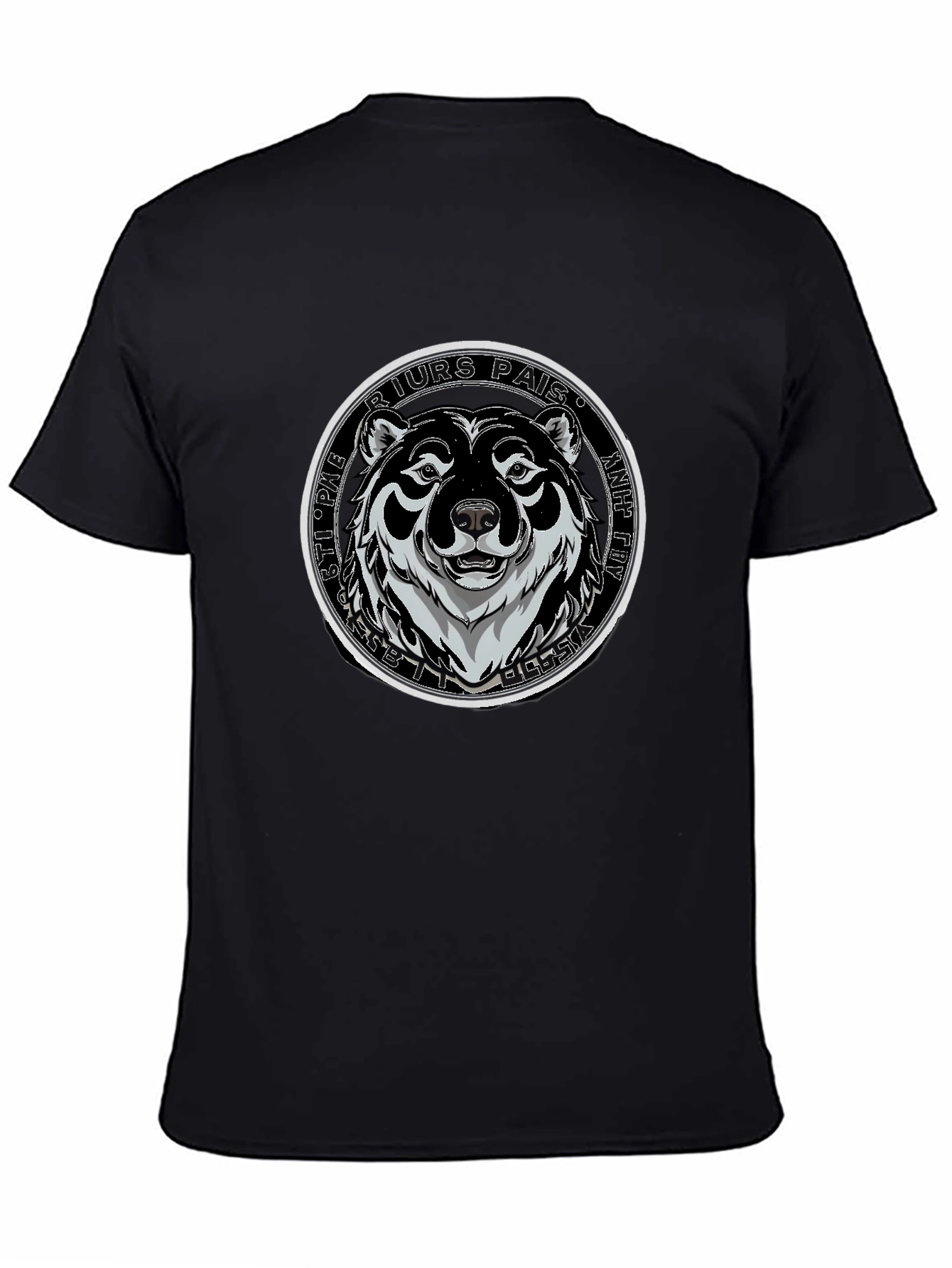 Bear Graphic Black T-Shirt - Mens Crew Neck