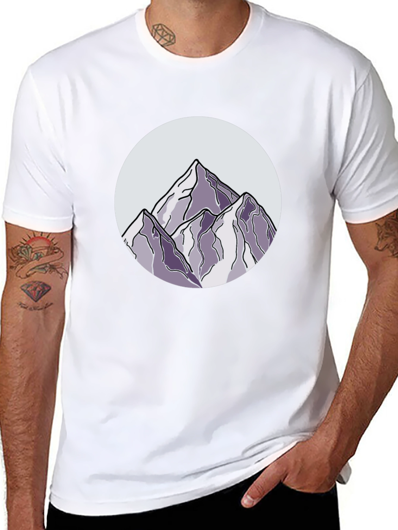 Mountain Peak Graphic Tee - Black Cotton Casual Shirt