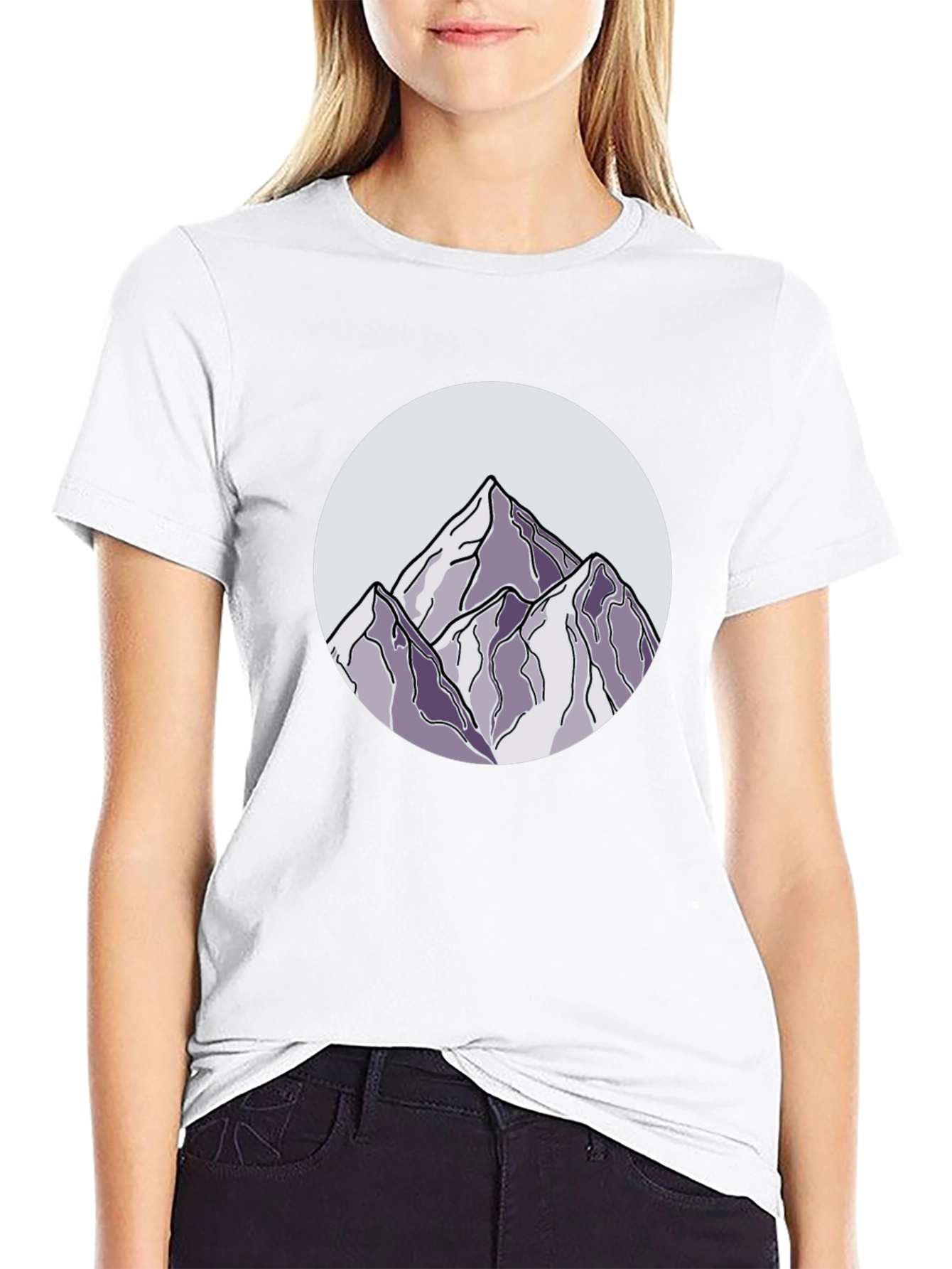 Mountain Peak Graphic Tee - Black Cotton Casual Shirt