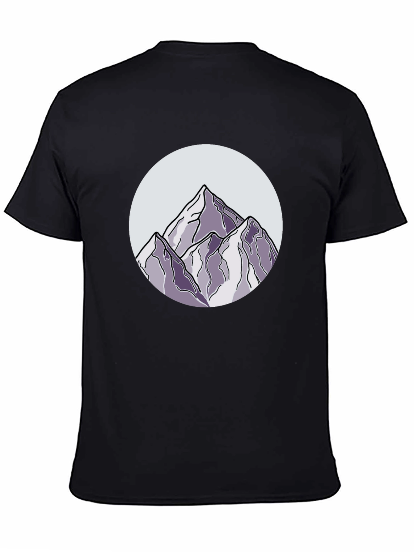 Mountain Peak Graphic Tee - Black Cotton Casual Shirt