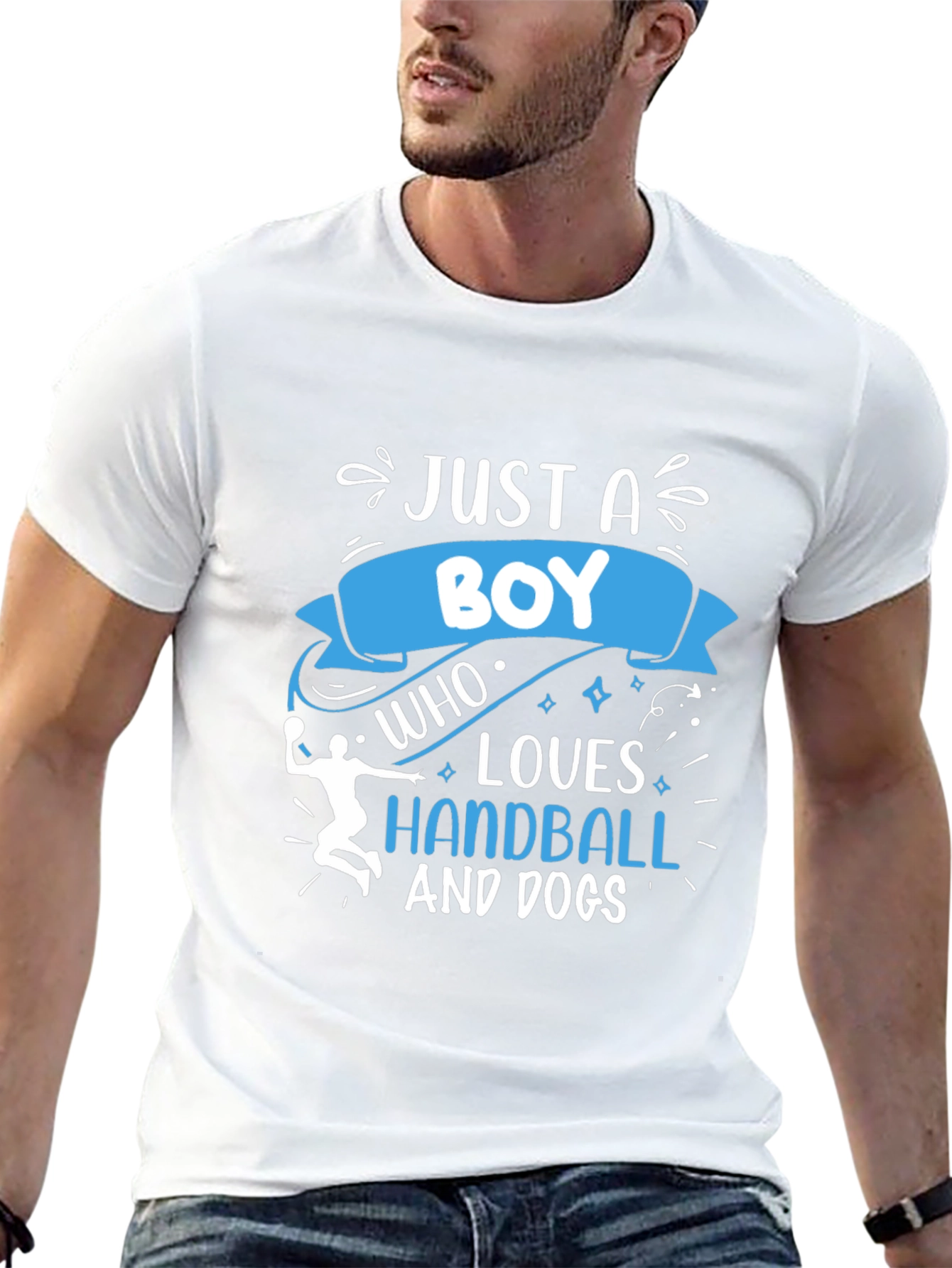 Boy Who Loves Handball and Dogs Black T-Shirt