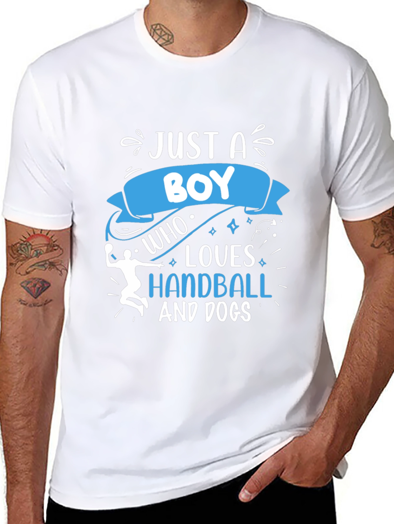 Boy Who Loves Handball and Dogs Black T-Shirt