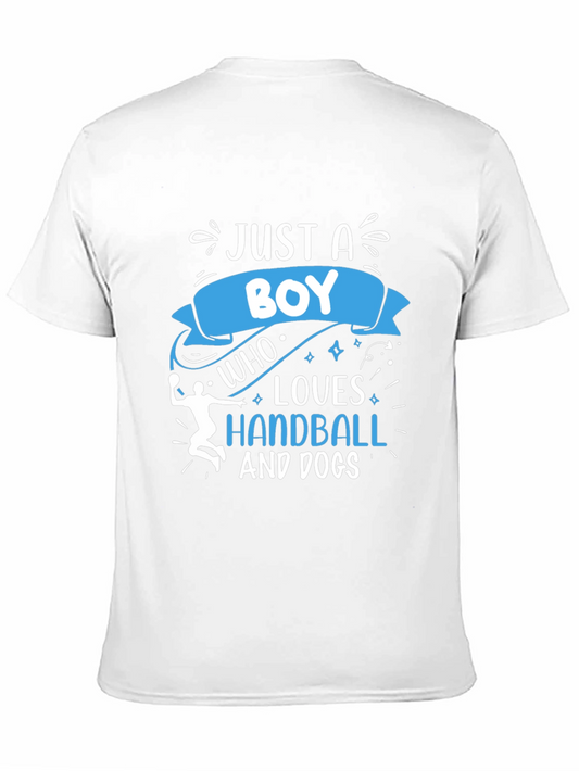 Boy Who Loves Handball and Dogs Black T-Shirt