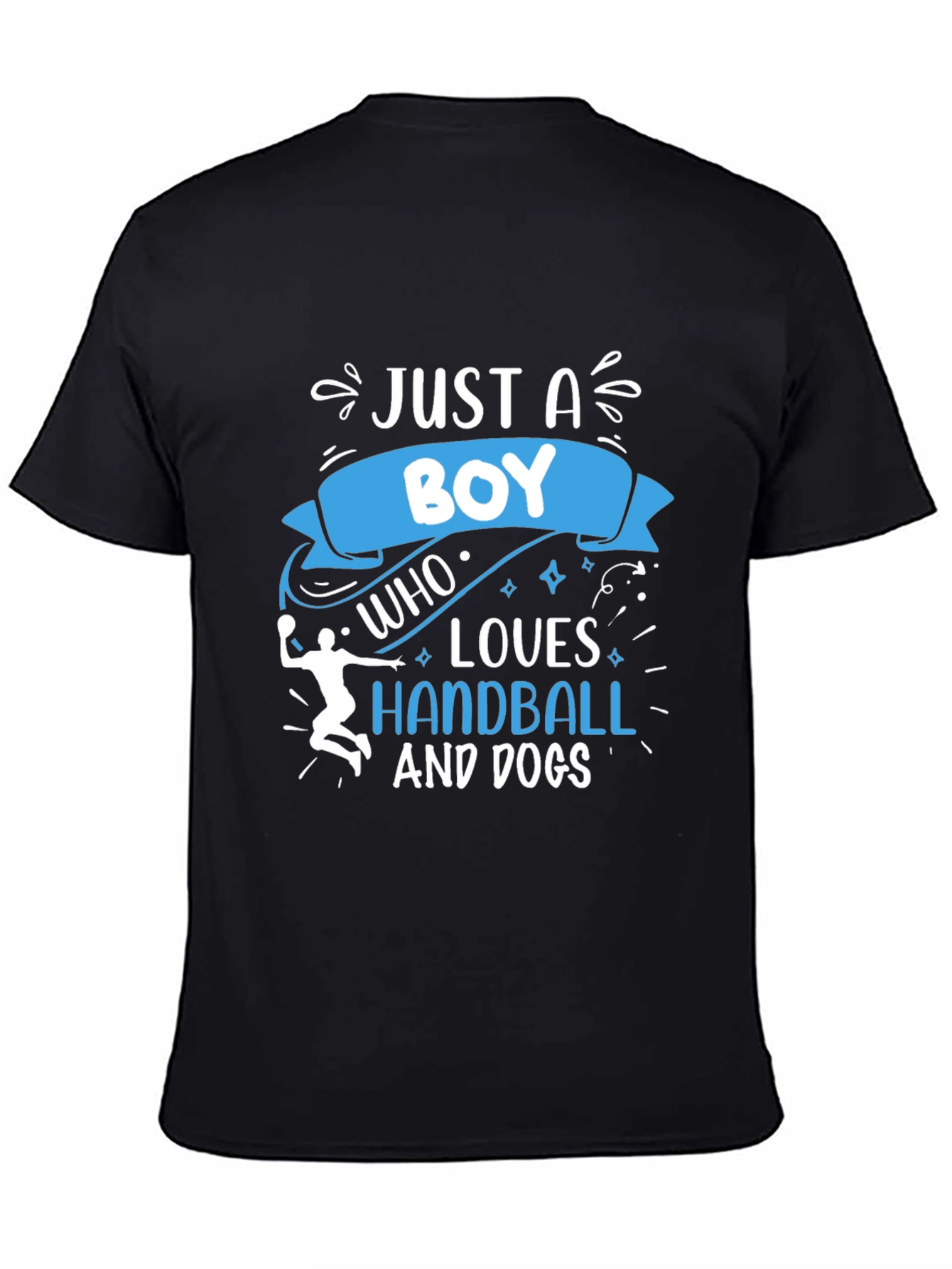 Boy Who Loves Handball and Dogs Black T-Shirt