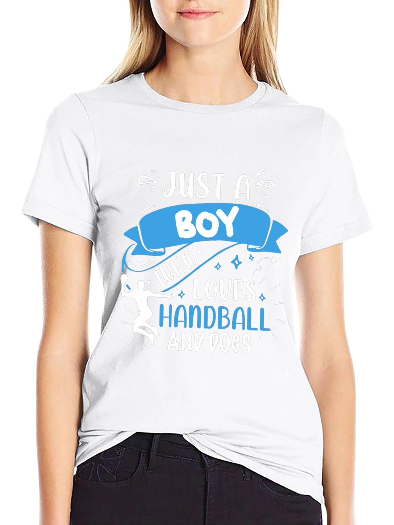 Boy Who Loves Handball and Dogs Black T-Shirt