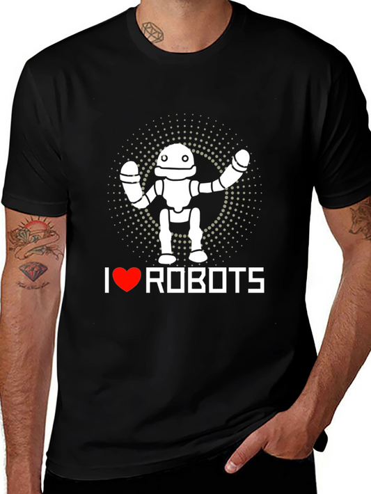 I Heart Robots Graphic T-Shirt - Black Crew Neck