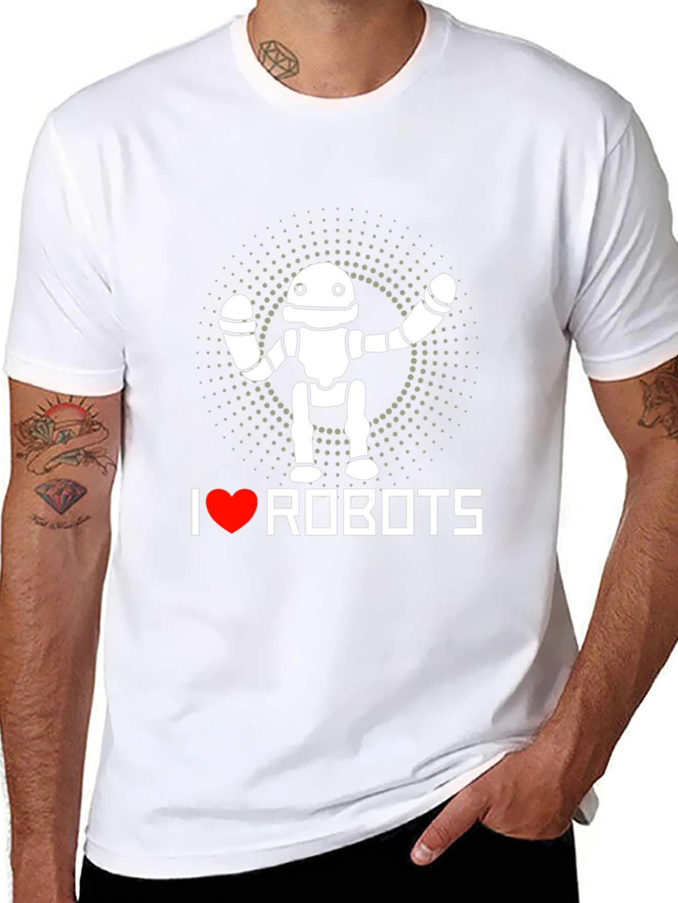 I Heart Robots Graphic T-Shirt - Black Crew Neck