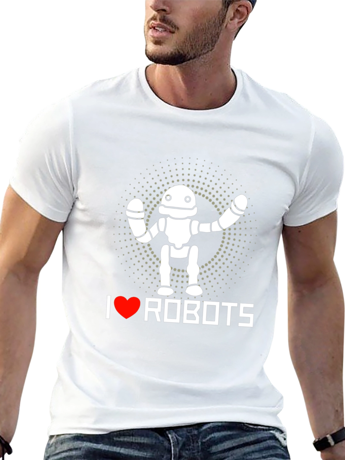 I Heart Robots Graphic T-Shirt - Black Crew Neck