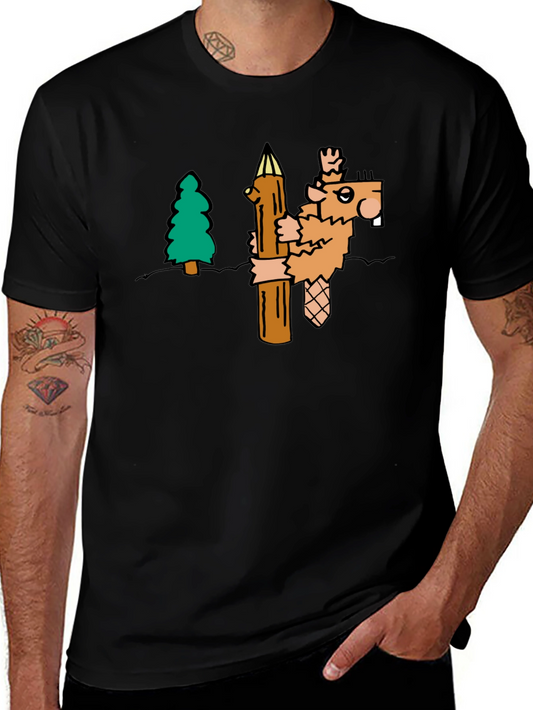 Funny Beaver T-Shirt - Cartoon Woodcutter Tee