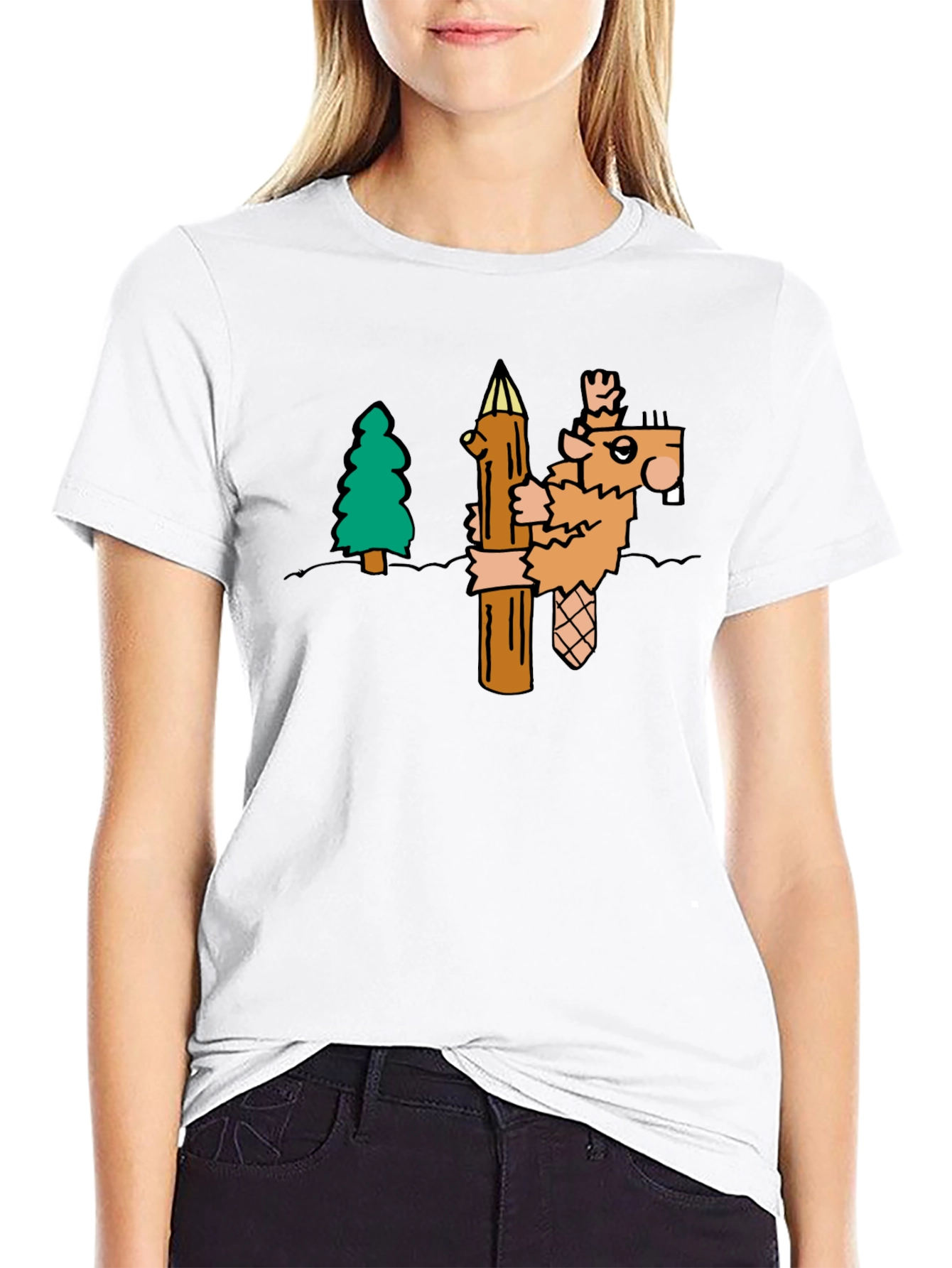 Funny Beaver T-Shirt - Cartoon Woodcutter Tee