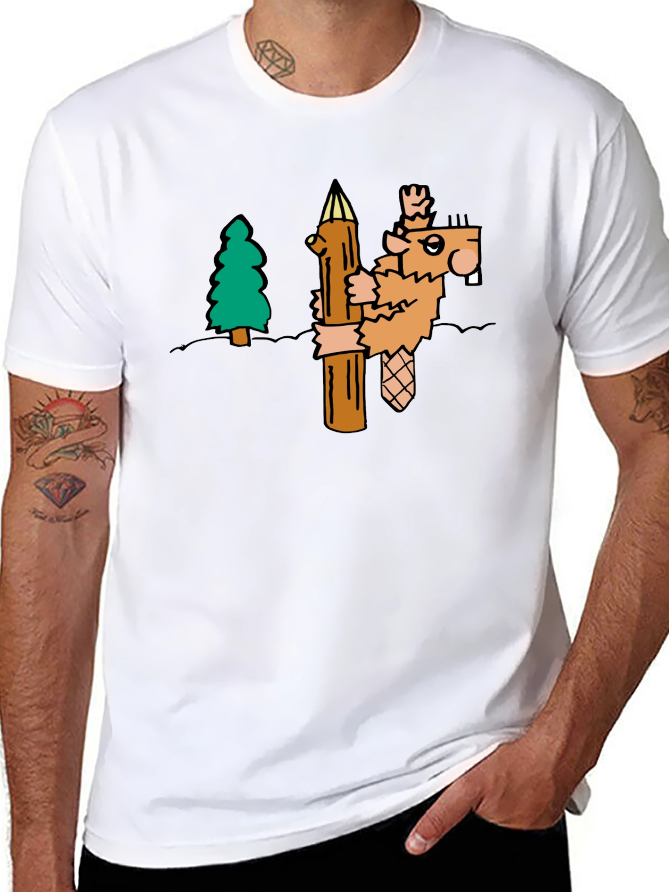 Funny Beaver T-Shirt - Cartoon Woodcutter Tee