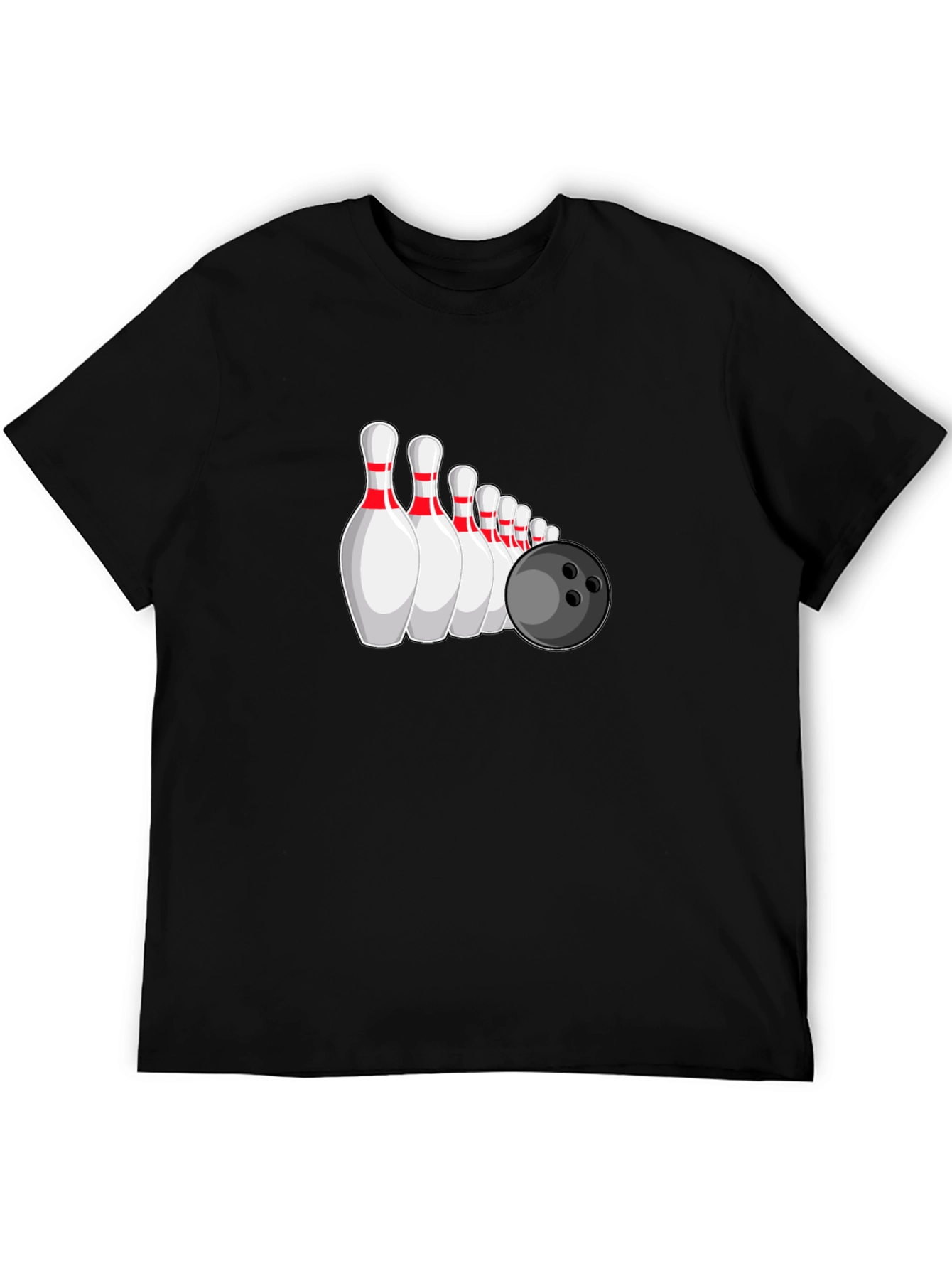 Bowling Pins & Ball Graphic Tee - Black