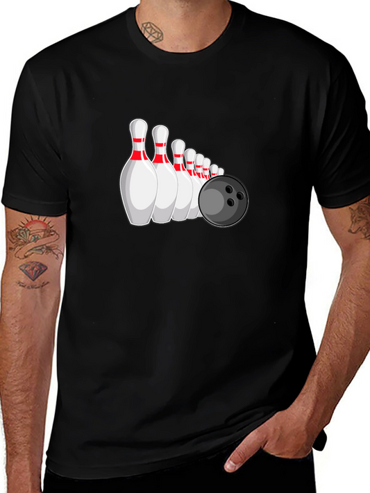 Bowling Pins & Ball Graphic Tee - Black