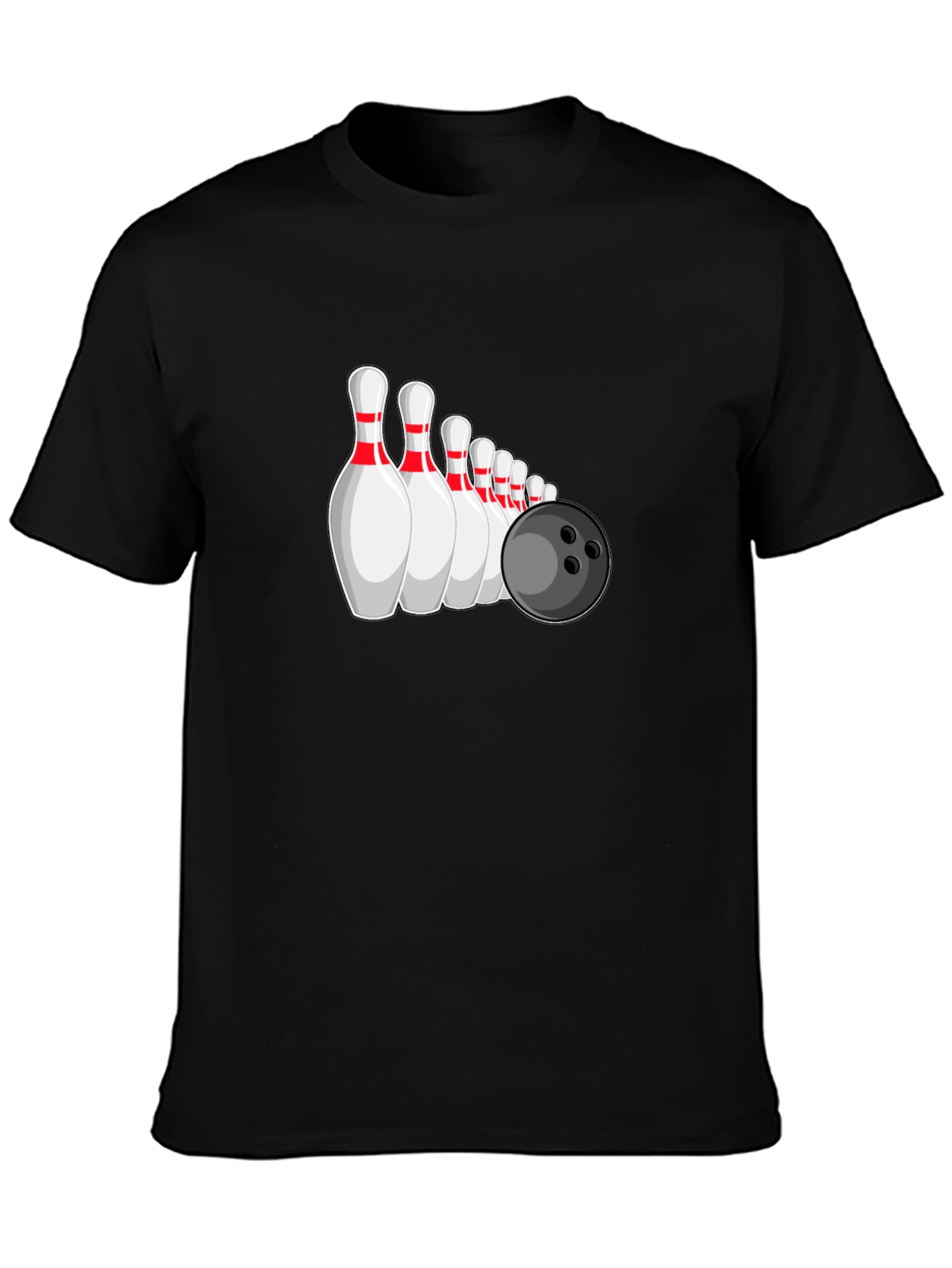 Bowling Pins & Ball Graphic Tee - Black