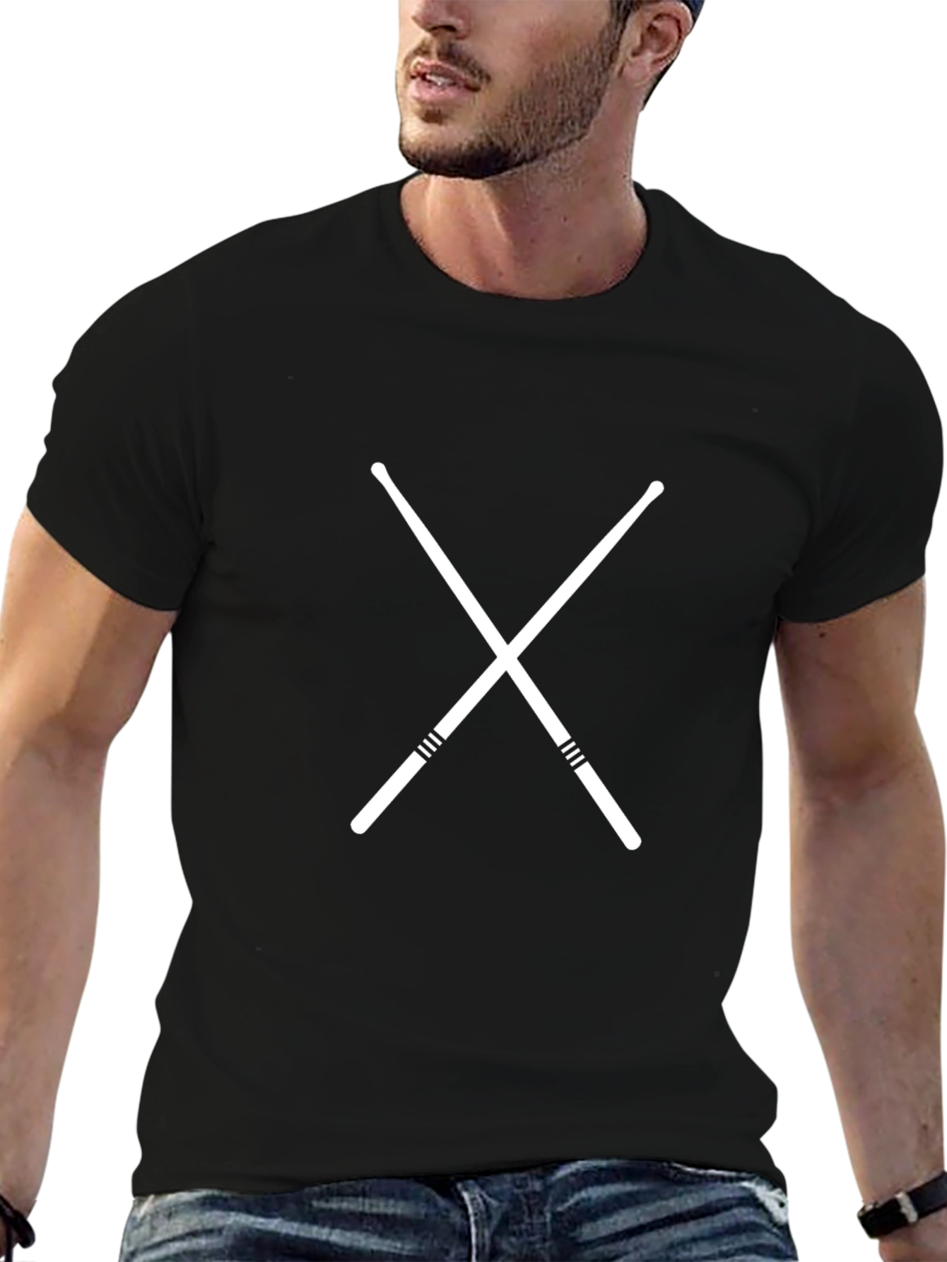 Drumsticks Graphic Tee - Black Cotton T-Shirt