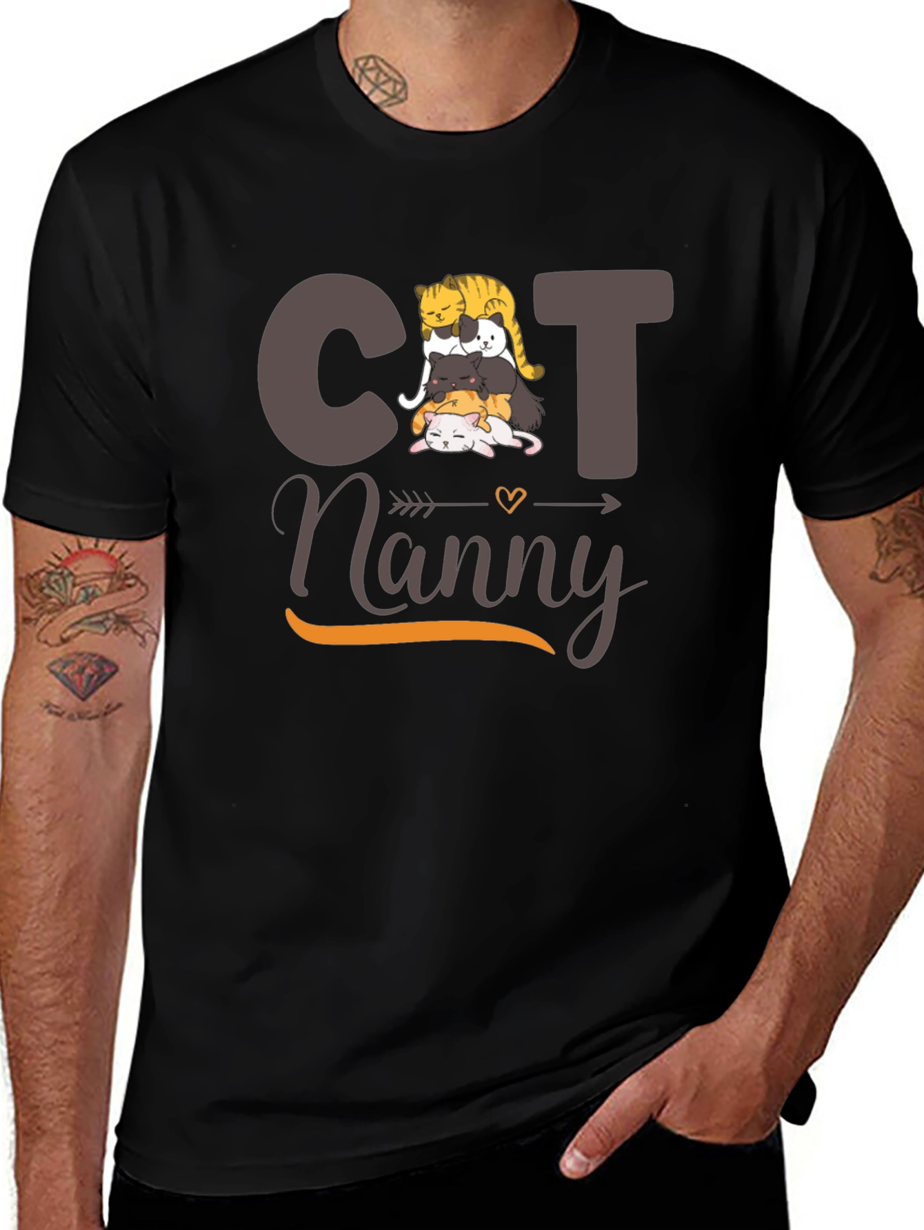Cat Nanny T-Shirt - Cute Cat Stack Design