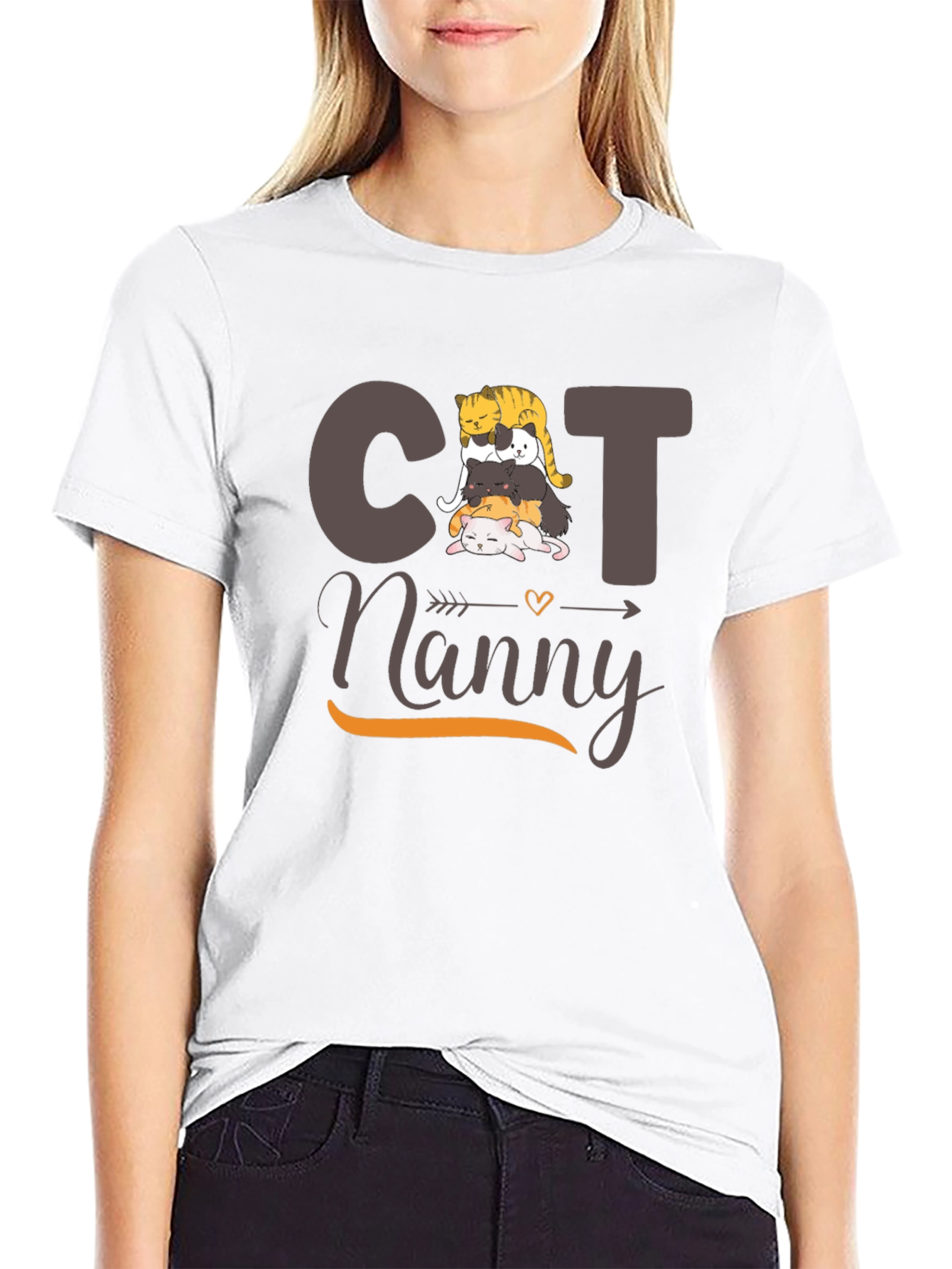 Cat Nanny T-Shirt - Cute Cat Stack Design