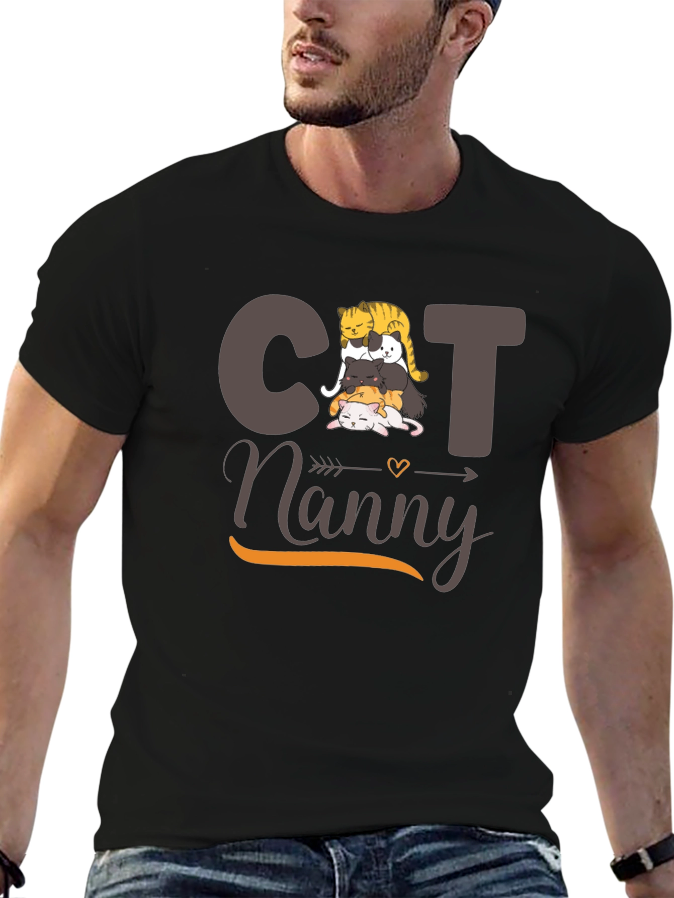 Cat Nanny T-Shirt - Cute Cat Stack Design
