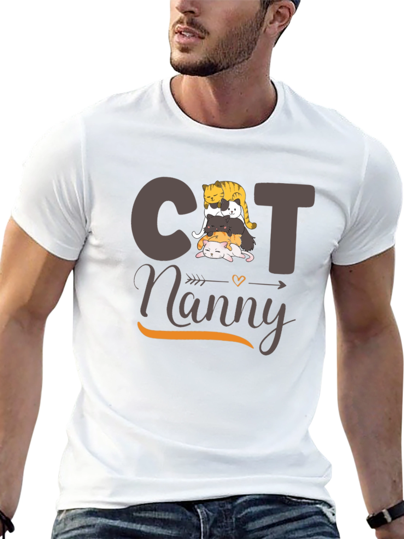 Cat Nanny T-Shirt - Cute Cat Stack Design