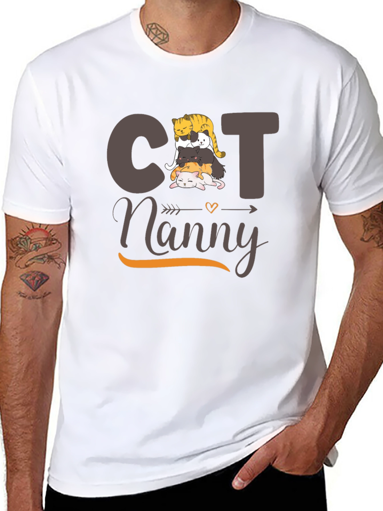 Cat Nanny T-Shirt - Cute Cat Stack Design
