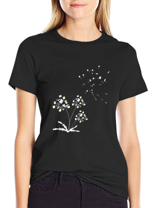 Whimsical Book Dandelion Print T-Shirt