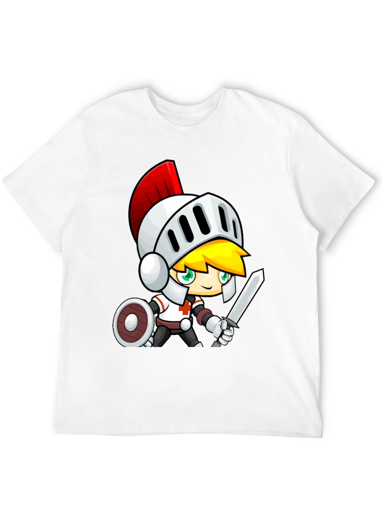 Cartoon Knight Black T-Shirt - Gaming Apparel