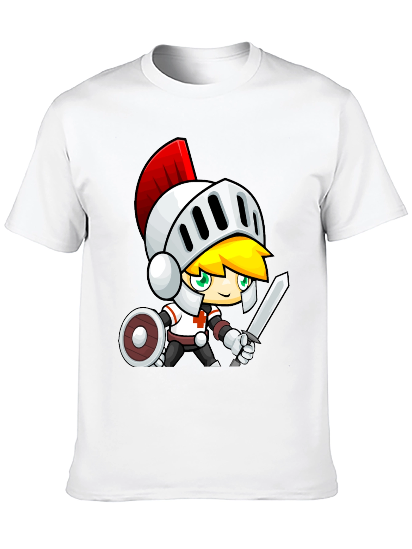 Cartoon Knight Black T-Shirt - Gaming Apparel