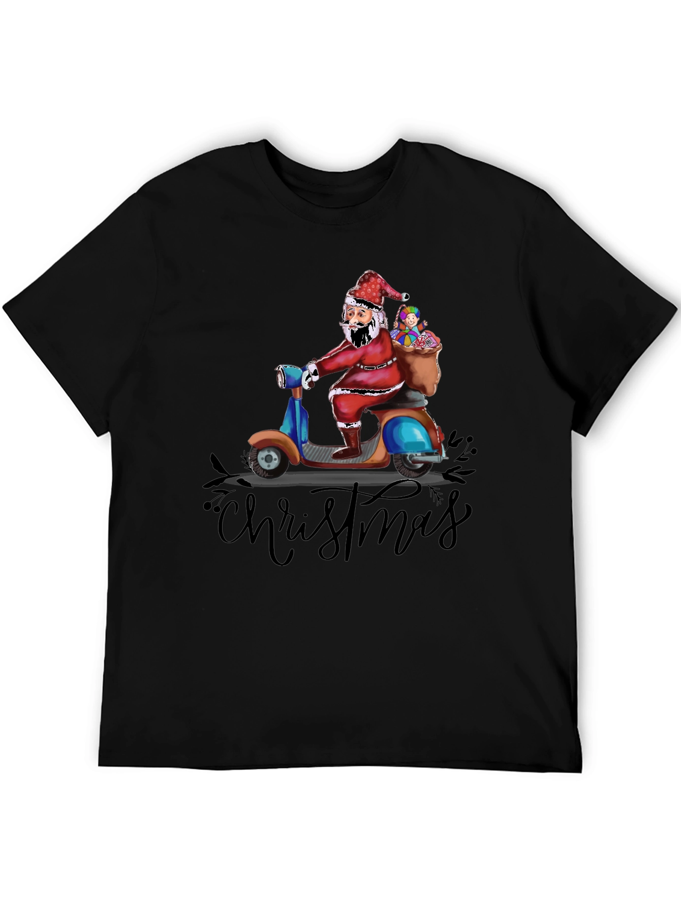 Santa Scooter Christmas Graphic Tee