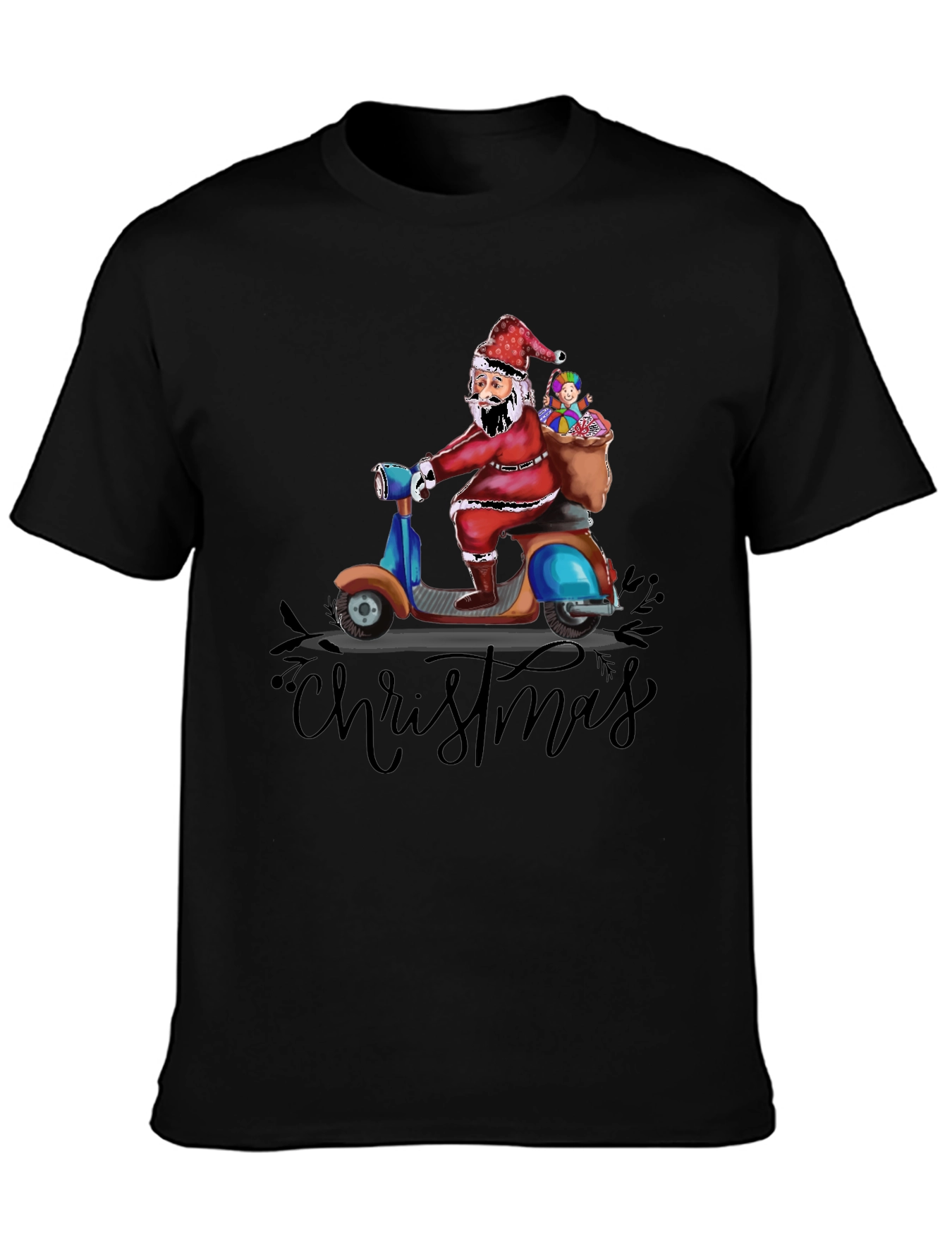 Santa Scooter Christmas Graphic Tee