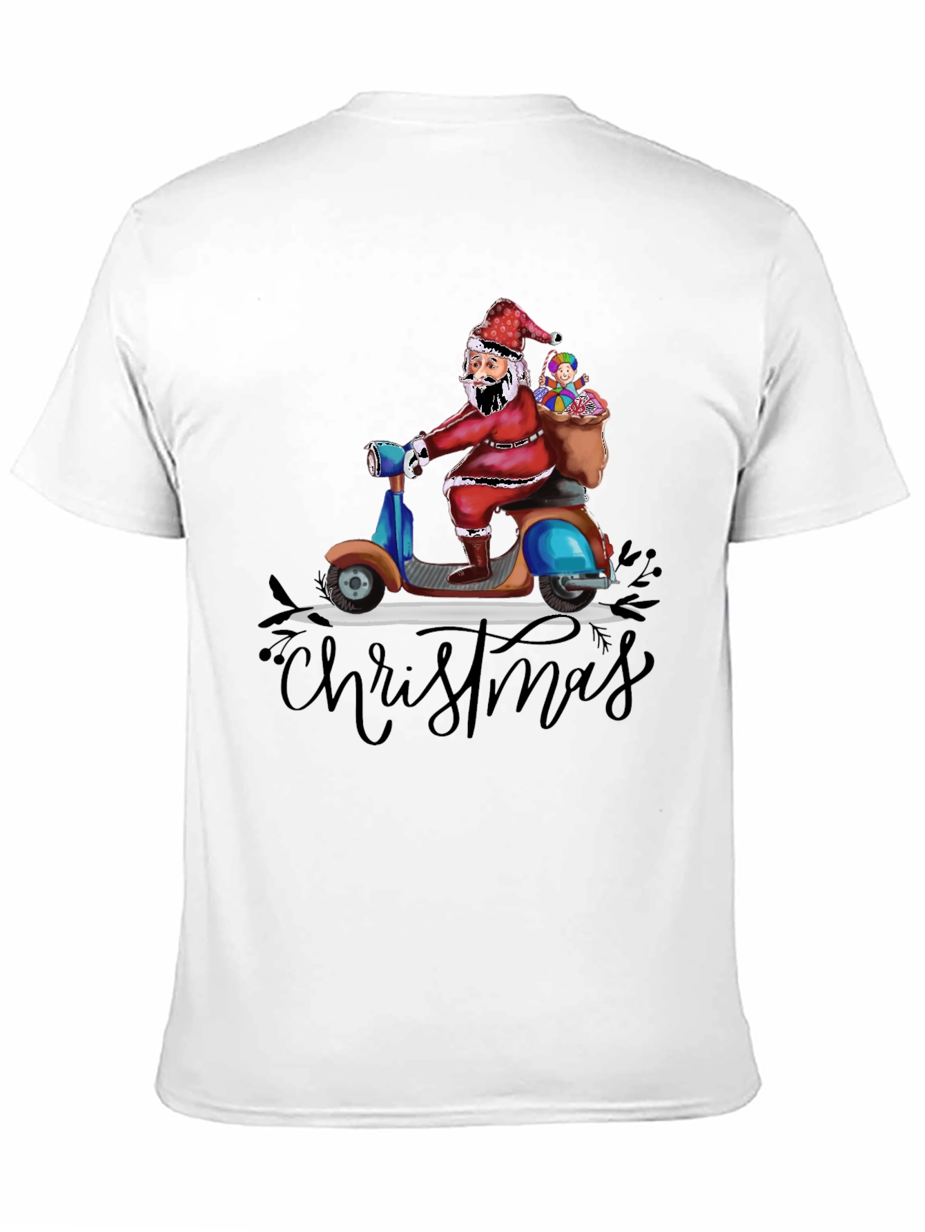 Santa Scooter Christmas Graphic Tee