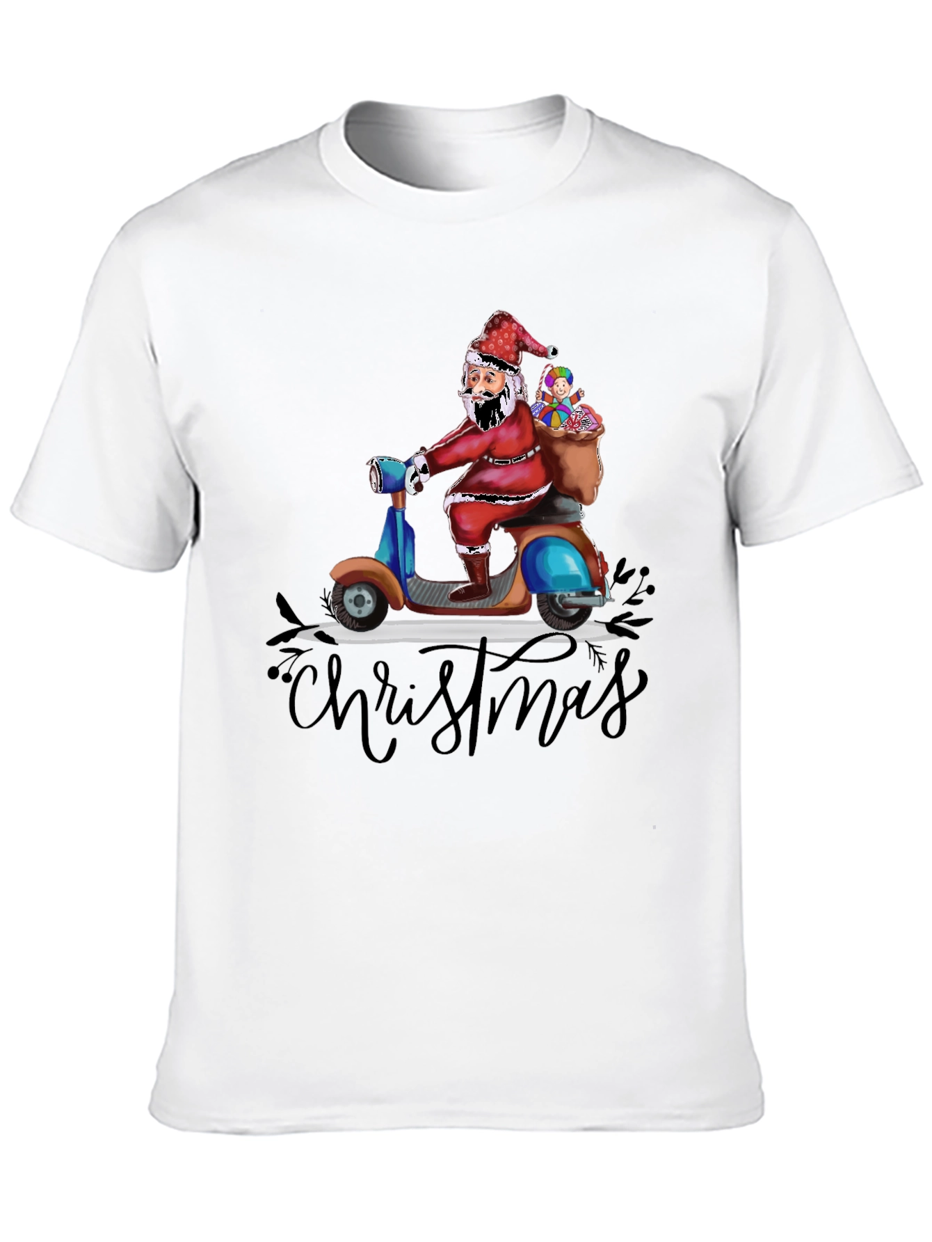 Santa Scooter Christmas Graphic Tee