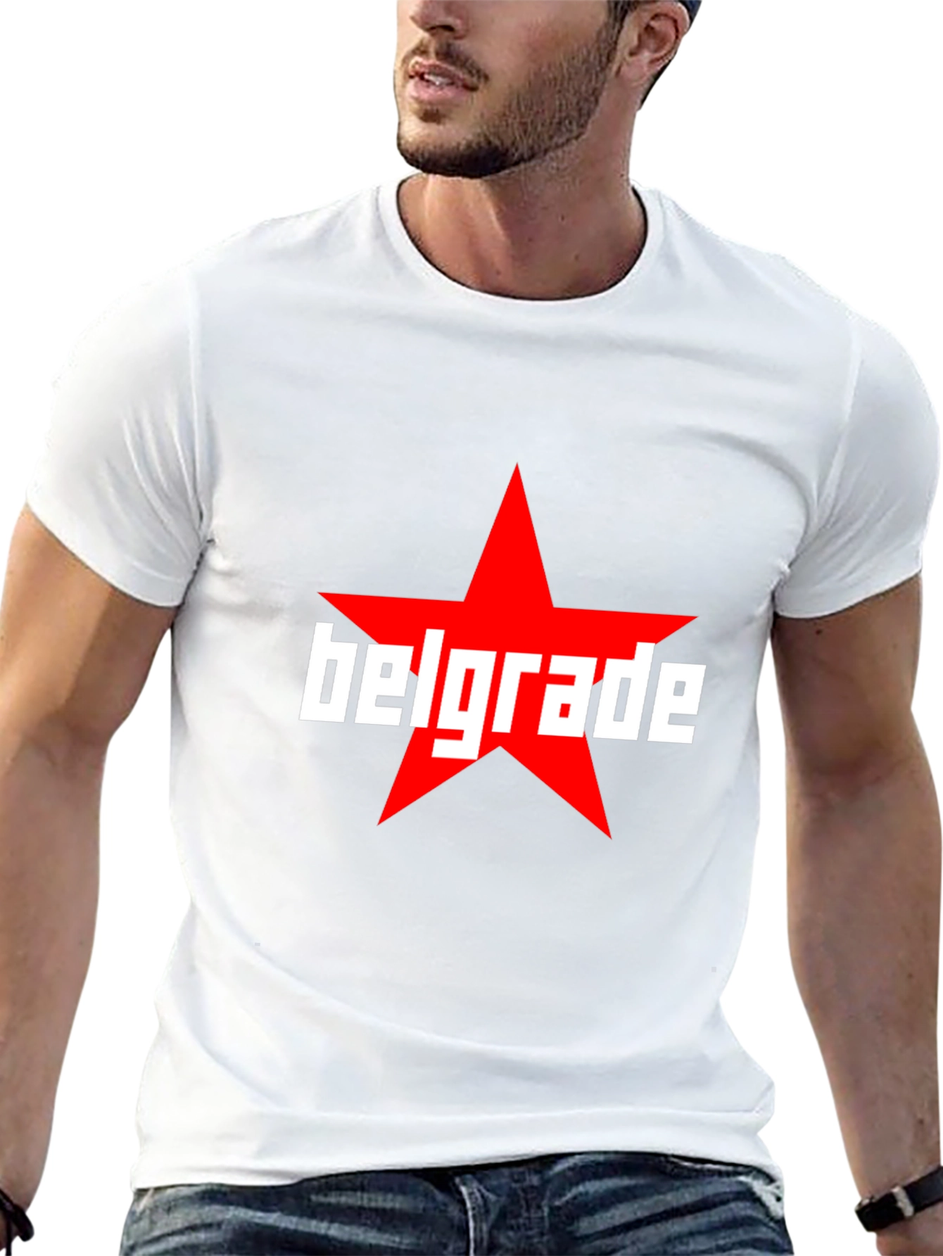 Belgrade Star Graphic Tee - Black Cotton T-Shirt