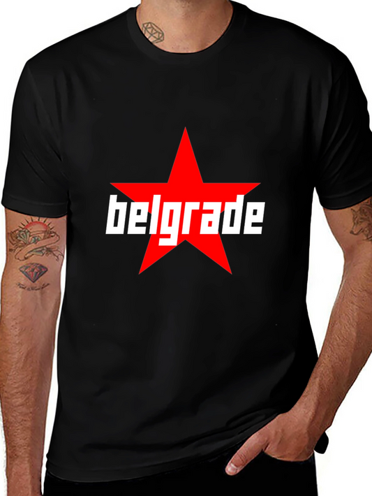 Belgrade Star Graphic Tee - Black Cotton T-Shirt