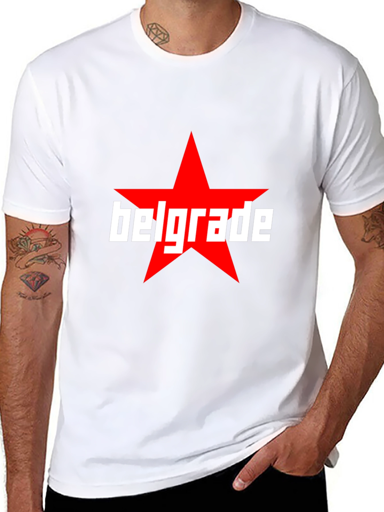 Belgrade Star Graphic Tee - Black Cotton T-Shirt