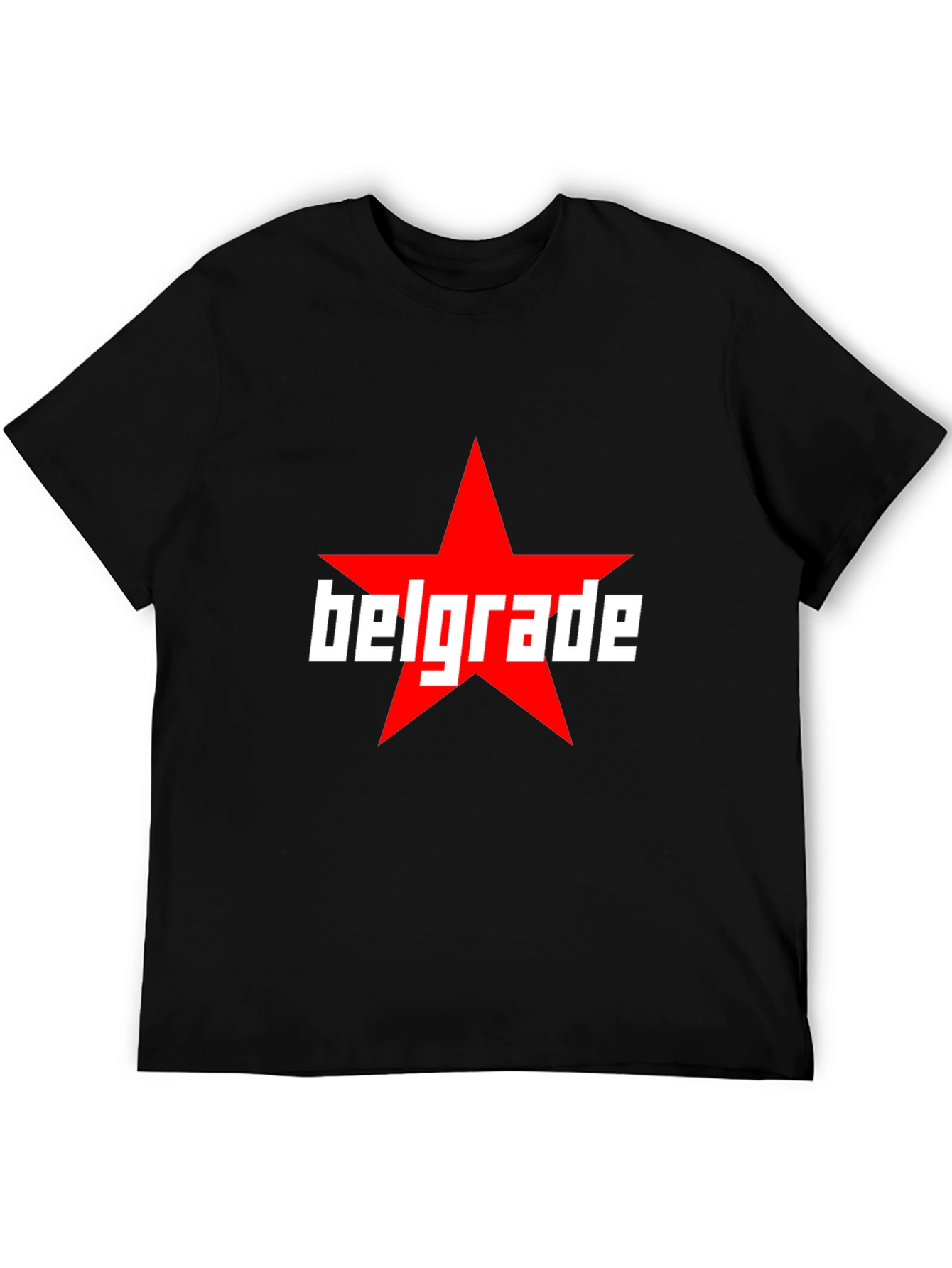 Belgrade Star Graphic Tee - Black Cotton T-Shirt