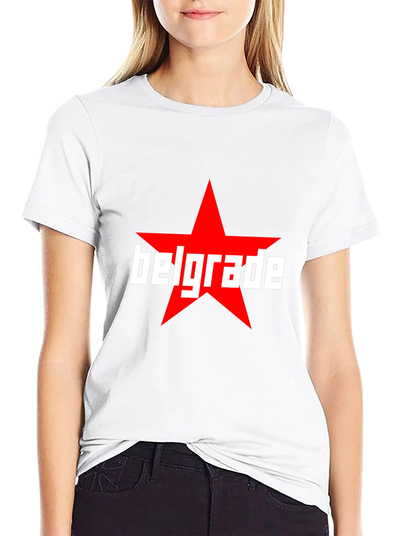 Belgrade Star Graphic Tee - Black Cotton T-Shirt