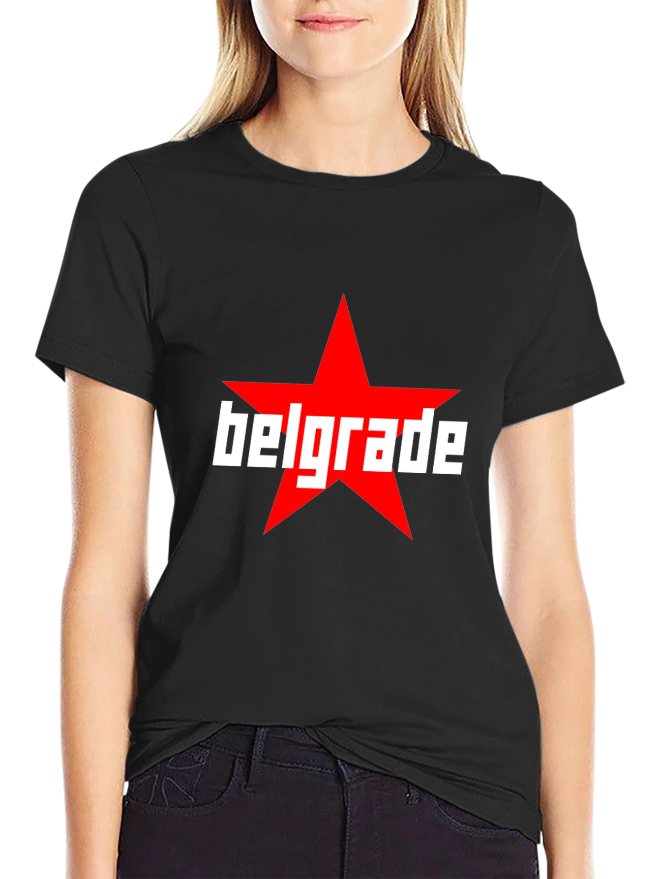 Belgrade Star Graphic Tee - Black Cotton T-Shirt